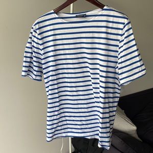Saint James Blue and White Striped Short Sleeve Tee